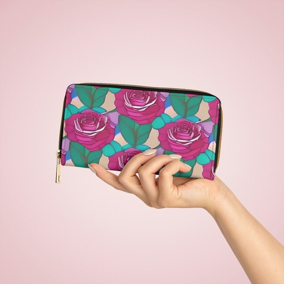 Custom wallet flower wallet Zipper Wallet - Picture 5 of 7